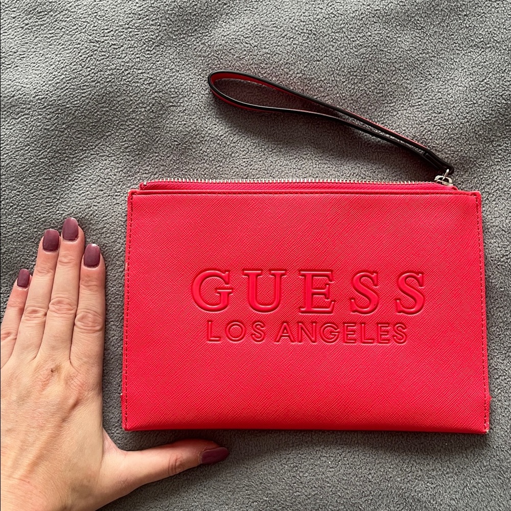 Y2K Hot pink guess zipped pouch